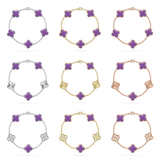 [Glow Jewelry]New CLOVER 5 MOTIF LIGHT PURPLE BRACELET COLLECTION