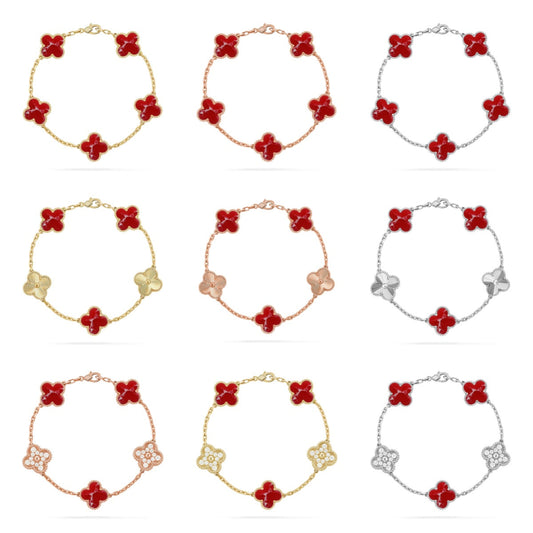 [Glow Jewelry]New CLOVER 5 MOTIF RED PATTERN BRACELET COLLECTION