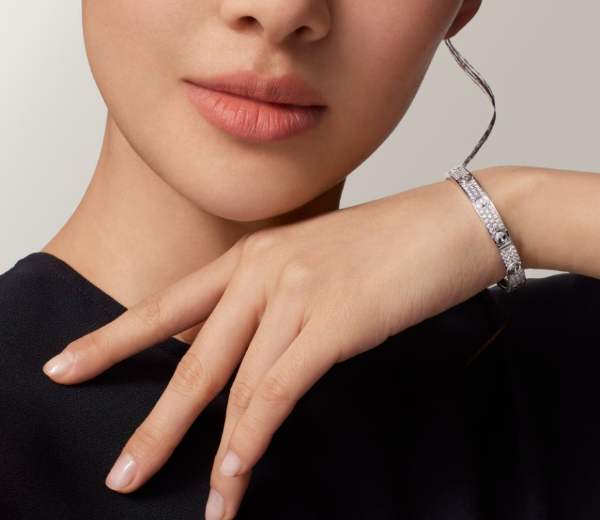[Glow Jewelry]NEW-LOVE-6.1MM-Width Diamond-Studded Bracelet
