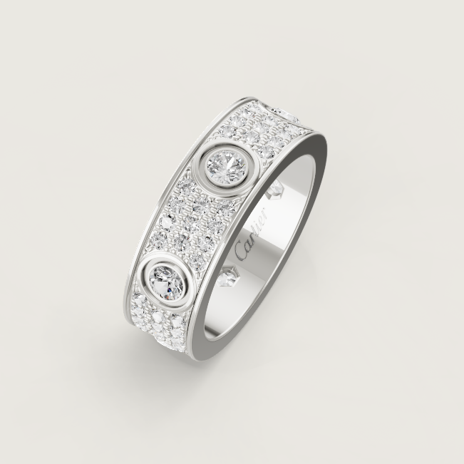 [Glow Jewelry]LOVE RING 6.5MM Full Diamond, 6 Major Diamonds Silver