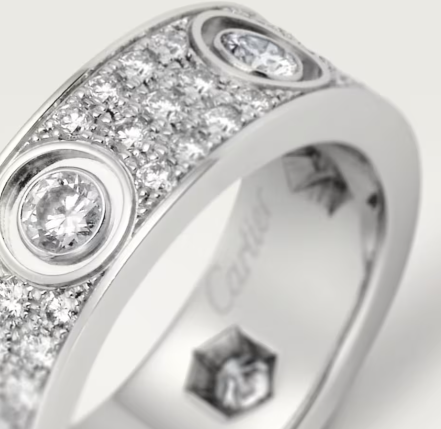 [Glow Jewelry]LOVE RING 6.5MM Full Diamond, 6 Major Diamonds Silver