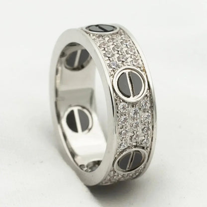 [Glow Jewelry]LOVE RING 5.5MM DIAMONDS PAVED CERAMIC