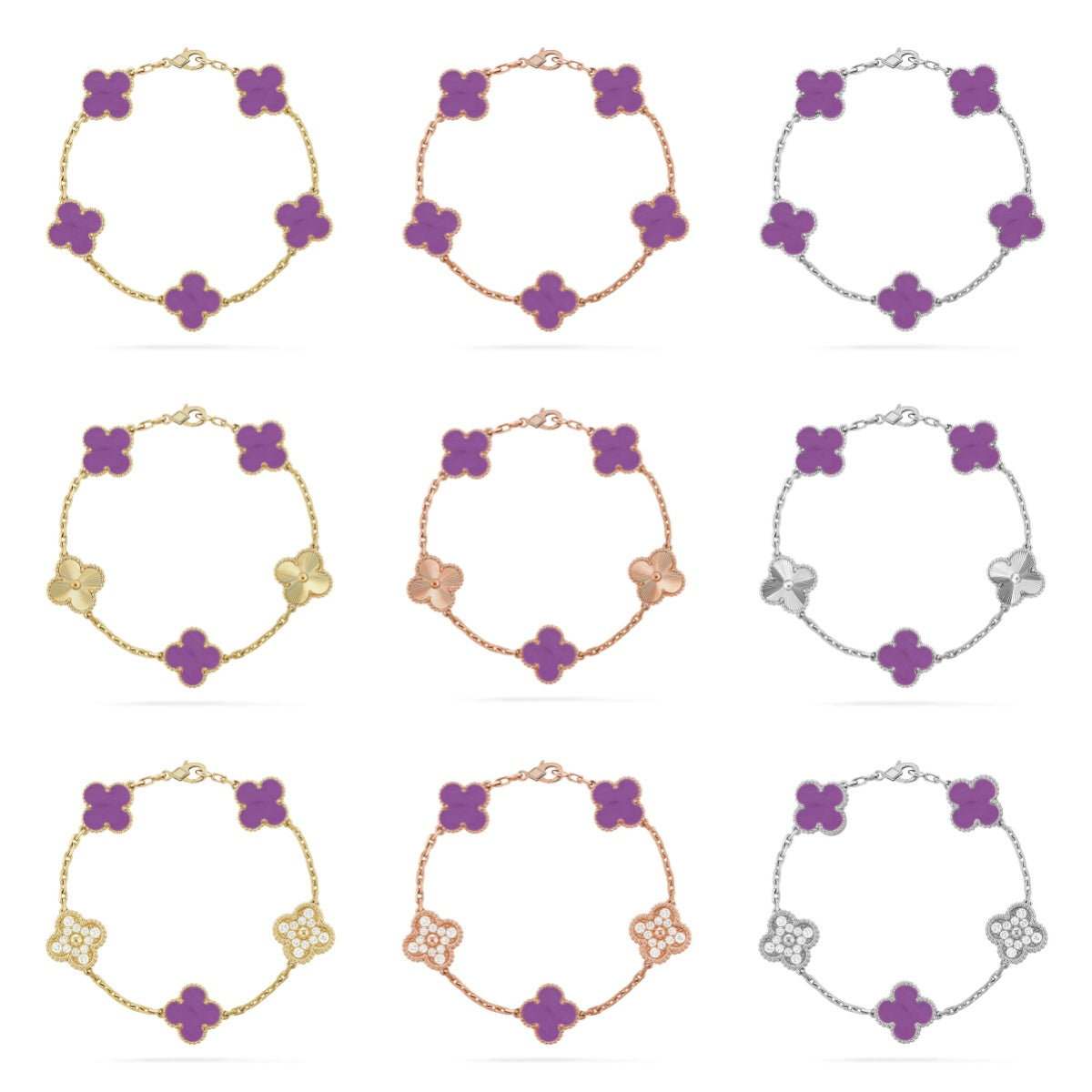 [Glow Jewelry]New  CLOVER 5 MOTIF VIOLET BRACELET COLLECTION
