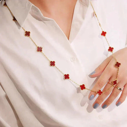¡®Glow Jewelry¡¯CLOVER 20 MOTIFS CARNELIAN NECKLACE