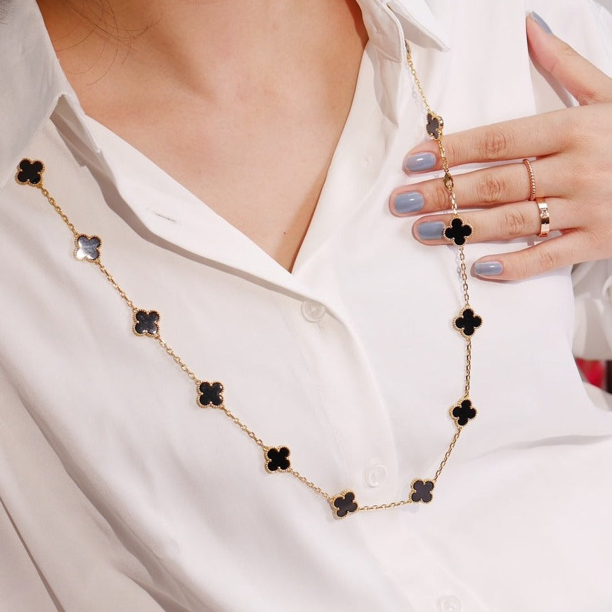 ¡®Glow Jewelry¡¯CLOVER 20 MOTIFS ONYX ROSE GOLD