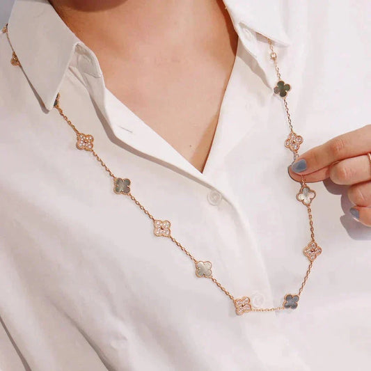 ¡®Glow Jewelry¡¯CLOVER 20 MOTIFS DARK MOP DIAMOND  NECKLACE