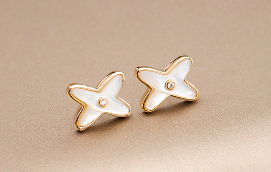 ¡®Glow Jewelry¡¯JEUX DE WHITE MOP PINK GOLD DIAMOND EARRINGS