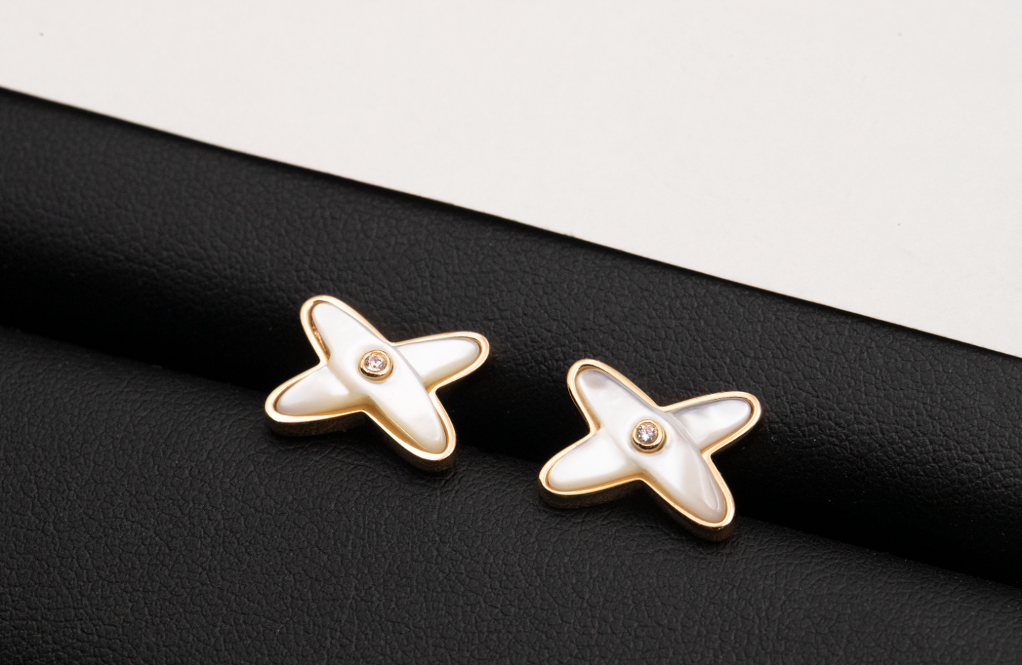 ¡®Glow Jewelry¡¯JEUX DE WHITE MOP PINK GOLD DIAMOND EARRINGS