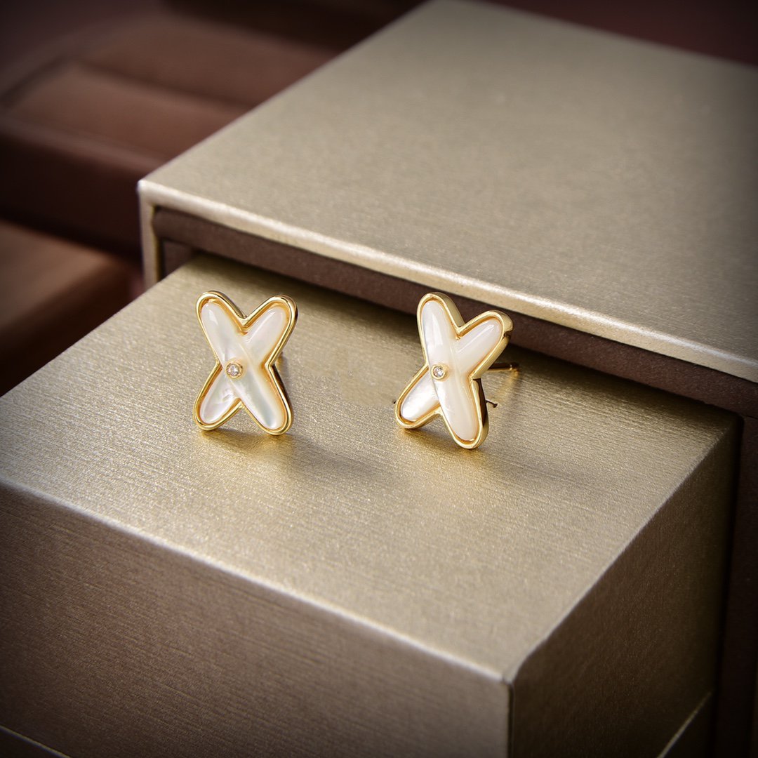 ¡®Glow Jewelry¡¯JEUX DE WHITE MOP GOLD DIAMOND EARRINGS