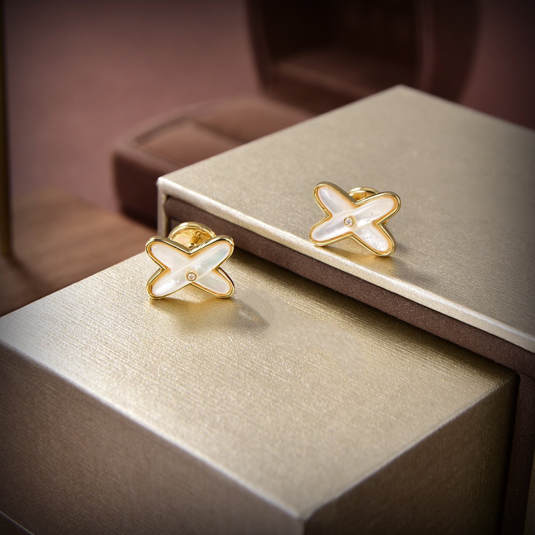 ¡®Glow Jewelry¡¯JEUX DE WHITE MOP GOLD DIAMOND EARRINGS