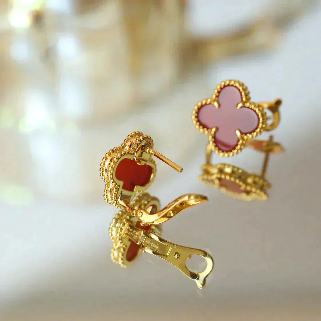 [Glow Jewelry]CLOVER MEDIUM 1 MOTIFS CARNELIAN  EARRINGS