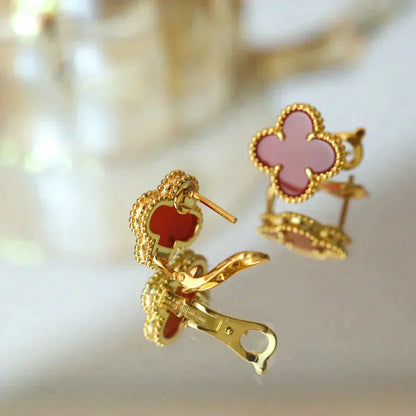 [Glow Jewelry]CLOVER MEDIUM 1 MOTIFS CARNELIAN  EARRINGS