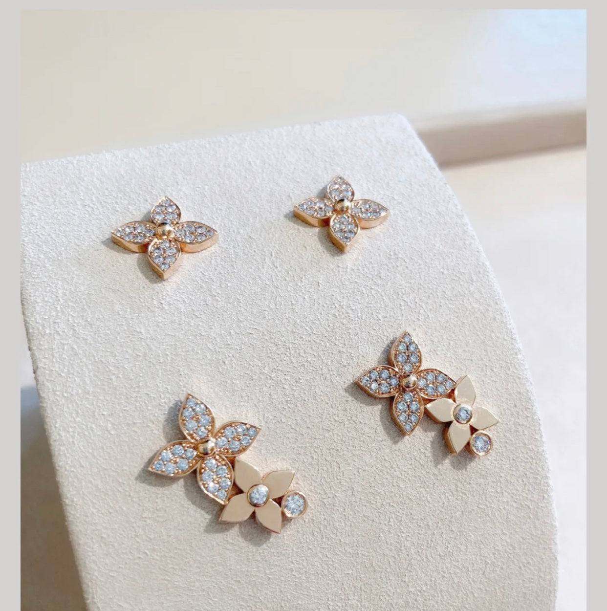¡®Glow Jewelry¡¯STAR BLOSSOM STUD EARRINGS PINK GOLD DIAMONDS