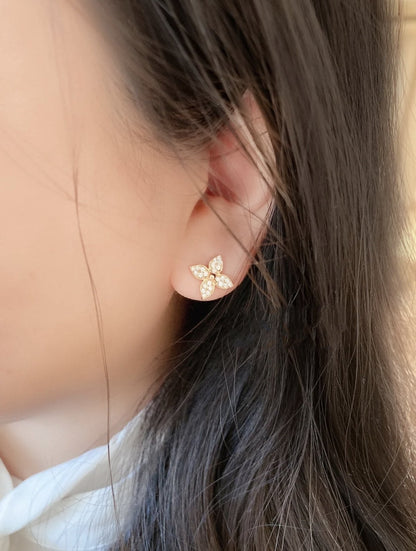 [Glow Jewelry]STAR BLOSSOM STUD EARRINGS PINK GOLD DIAMONDS