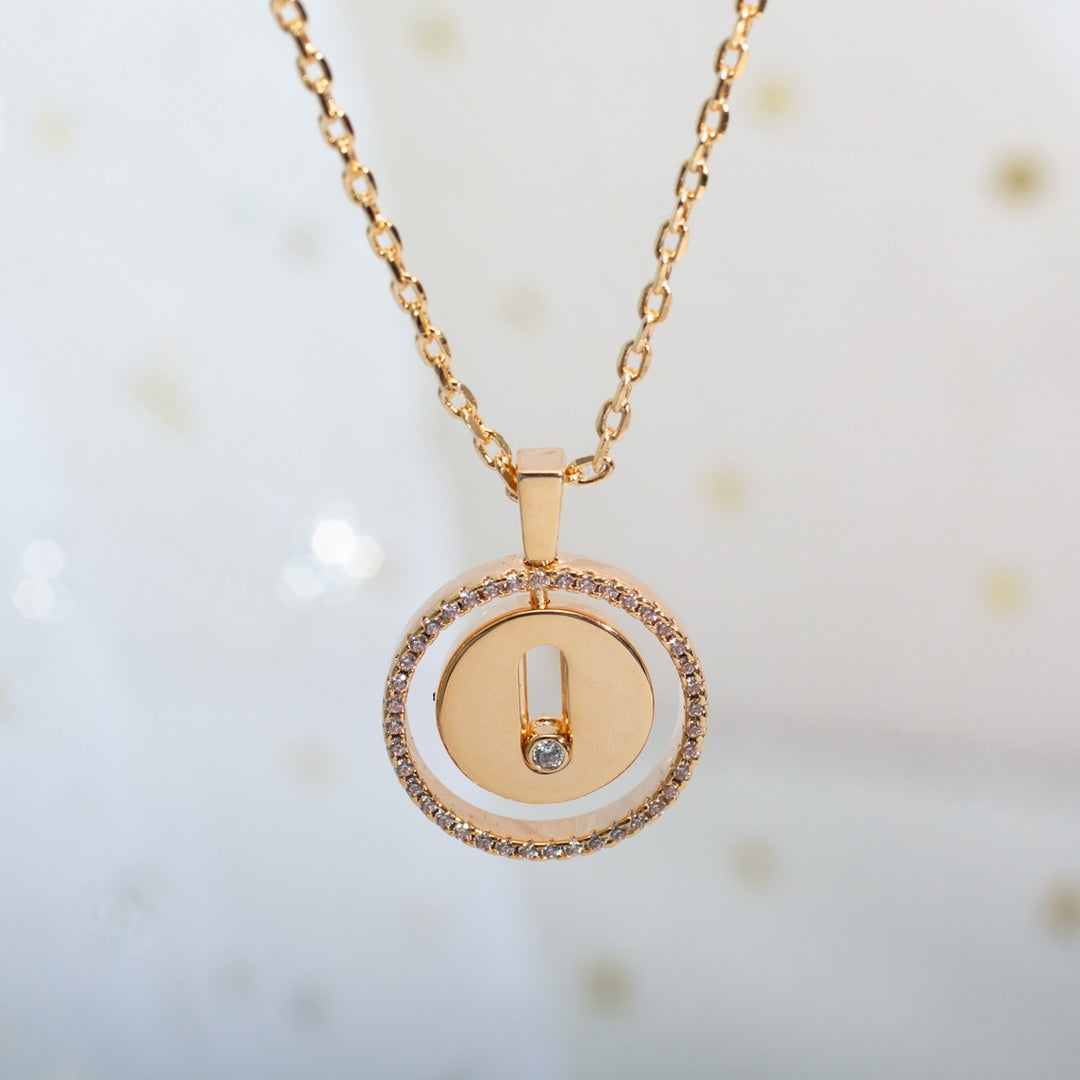 [Glow Jewelry]LUCKY MOVE PM NECKLACE PINK GOLD DIAMOND