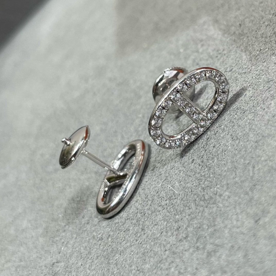 ¡®Glow Jewelry¡¯HM FULL DIAMOND PIG NOSE STUD EARRINGS