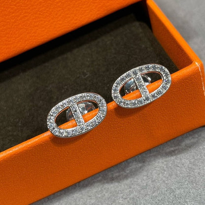 ¡®Glow Jewelry¡¯HM FULL DIAMOND PIG NOSE STUD EARRINGS