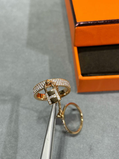 [Glow Jewelry]HM KELLY CLOCHETTE DOUBLE RING IN  WITH DIAMONDS