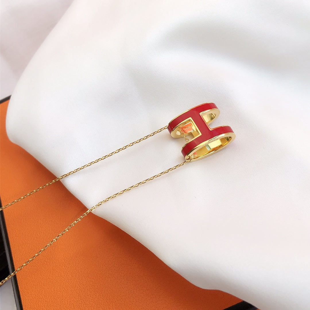 ¡®Glow Jewelry¡¯HM CLIC RED ENAMEL GOLD NECKLACE