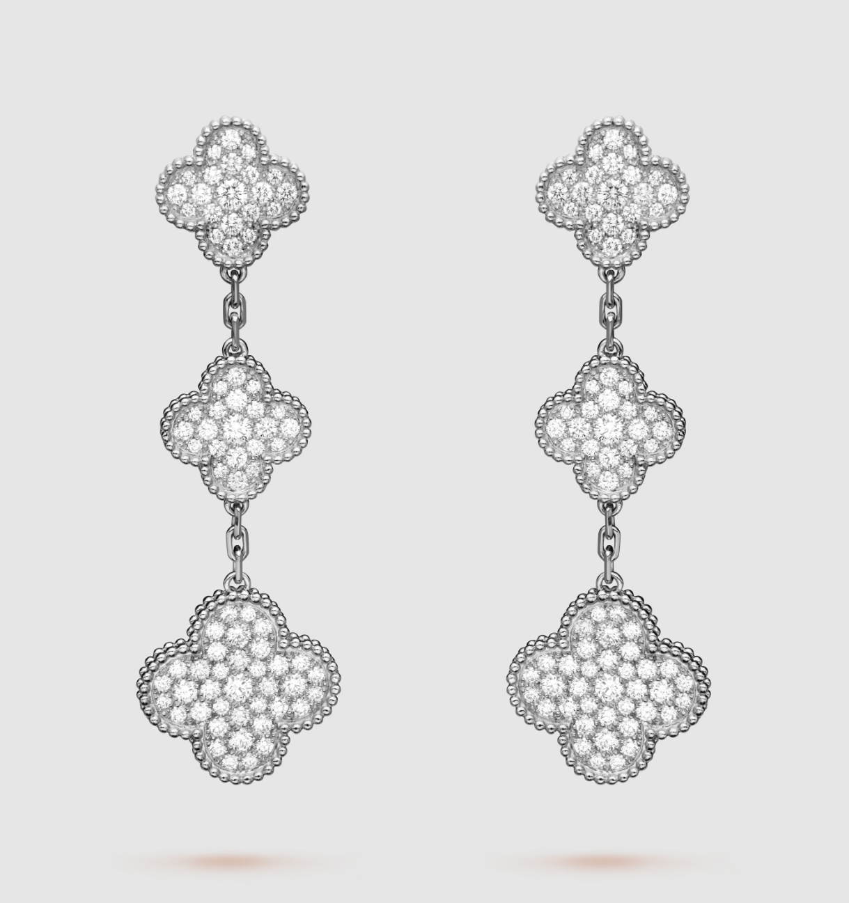 ¡®Glow Jewelry¡¯CLOVER 3 MOTIF DIAMOND SILVER DROP EARRINGS