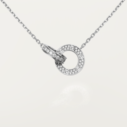 ¡®Glow Jewelry¡¯LOVE 7.6MM NECKLACE ROSE GOLD AND SILVER  FULL DIAMOND