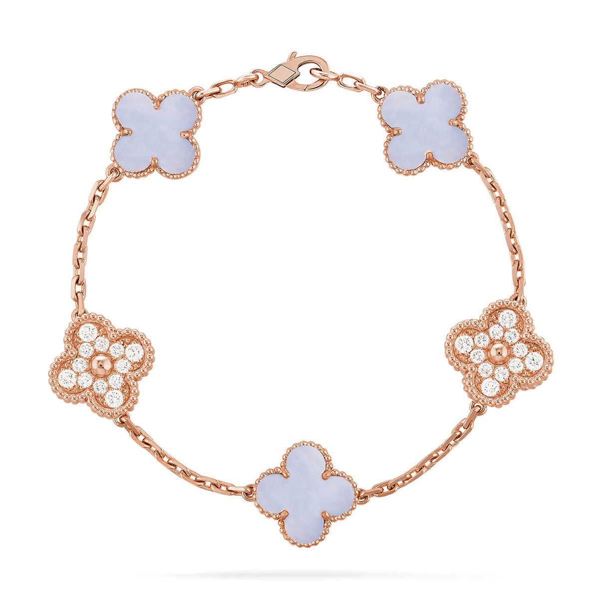 [Glow Jewelry]New  CLOVER 5 MOTIF PURPLE CHALCEDONY BRACELET COLLECTION