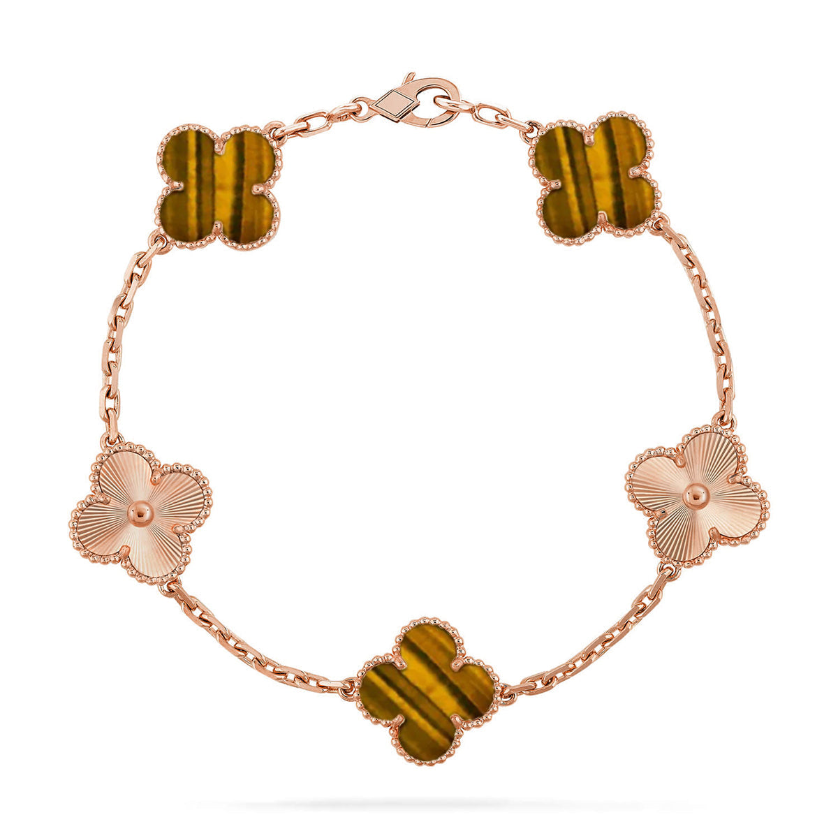 [Glow Jewelry]New  CLOVER 5 MOTIFS TIGER EYE BRACELET COLLECTION