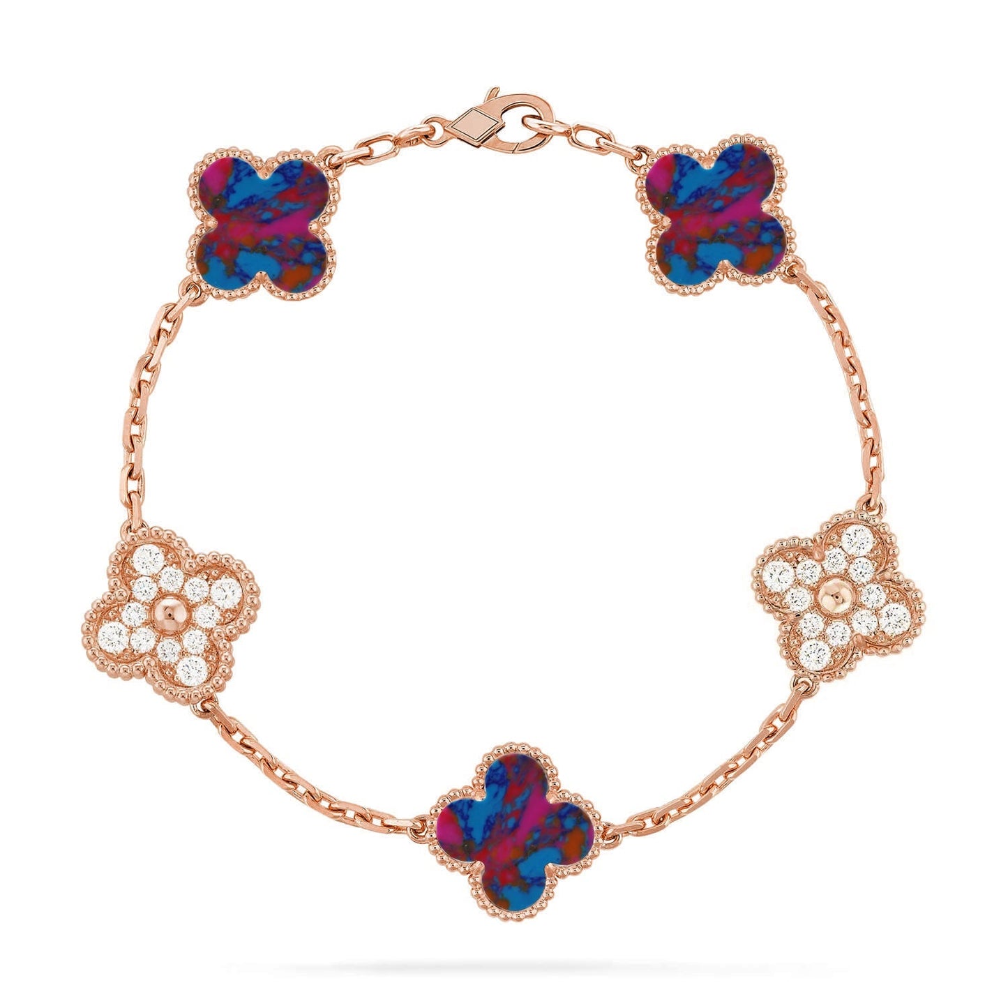 [Glow Jewelry]New CLOVER 5 MOTIF COLOR GEMSTONES BRACELET COLLECTION