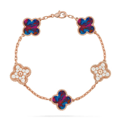 [Glow Jewelry]New CLOVER 5 MOTIF COLOR GEMSTONES BRACELET COLLECTION