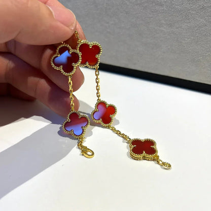 [Glow Jewelry]New  CLOVER 5 MOTIF RED CORNELIAN BRACELET COLLECTION