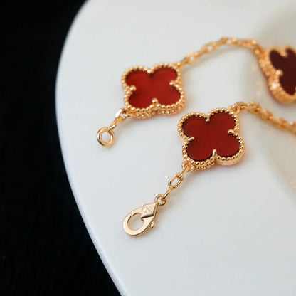 [Glow Jewelry]New  CLOVER 5 MOTIF RED CORNELIAN BRACELET COLLECTION