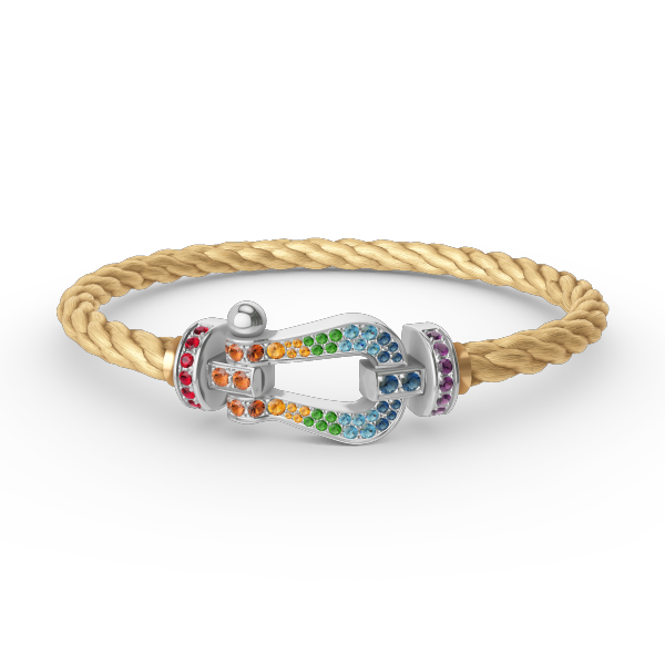 ¡®Glow Jewelry¡¯FORC LARGE HORSESHOE  COLORED DIAMOND BRACELET SILVER
