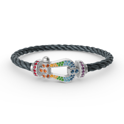 ¡®Glow Jewelry¡¯FORC LARGE HORSESHOE  COLORED DIAMOND BRACELET SILVER