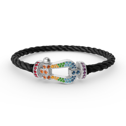 ¡®Glow Jewelry¡¯FORC LARGE HORSESHOE  COLORED DIAMOND BRACELET SILVER