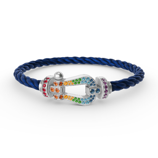 ¡®Glow Jewelry¡¯FORC LARGE HORSESHOE  COLORED DIAMOND BRACELET SILVER