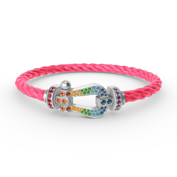 [Glow Jewelry]FORC LARGE HORSESHOE  COLORED DIAMOND BRACELET SILVER