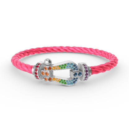 [Glow Jewelry]FORC LARGE HORSESHOE  COLORED DIAMOND BRACELET SILVER