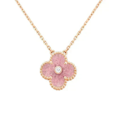 ¡®Glow Jewelry¡¯CLOVER 15MM DIAMOND RHODONITE NECKLACE