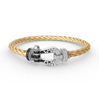 ¡®Glow Jewelry¡¯FORCE LARGE HORSESHOE BLACK WHITE DIAMOND BRACELET SILVER