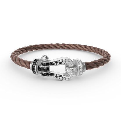 [Glow Jewelry]FORCE LARGE HORSESHOE BLACK WHITE DIAMOND BRACELET SILVER
