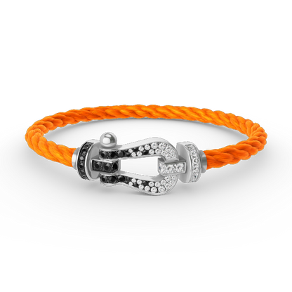 ¡®Glow Jewelry¡¯FORCE LARGE HORSESHOE BLACK WHITE DIAMOND BRACELET SILVER
