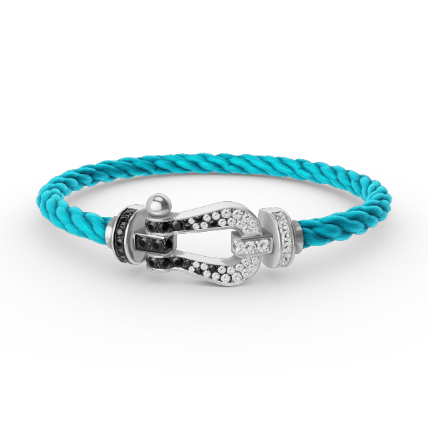 ¡®Glow Jewelry¡¯FORCE LARGE HORSESHOE BLACK WHITE DIAMOND BRACELET SILVER