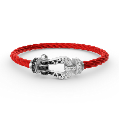 [Glow Jewelry]FORCE LARGE HORSESHOE BLACK WHITE DIAMOND BRACELET SILVER