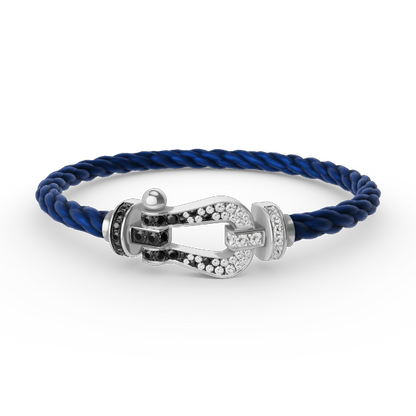 ¡®Glow Jewelry¡¯FORCE LARGE HORSESHOE BLACK WHITE DIAMOND BRACELET SILVER