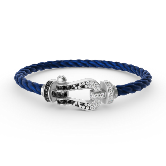 ¡®Glow Jewelry¡¯FORCE LARGE HORSESHOE BLACK WHITE DIAMOND BRACELET SILVER
