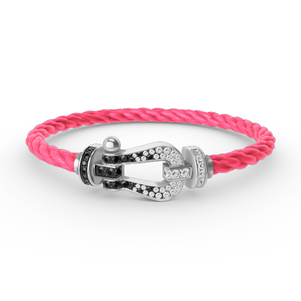 ¡®Glow Jewelry¡¯FORCE LARGE HORSESHOE BLACK WHITE DIAMOND BRACELET SILVER