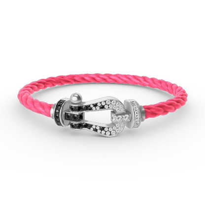[Glow Jewelry]FORCE LARGE HORSESHOE BLACK WHITE DIAMOND BRACELET SILVER