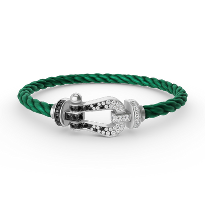 ¡®Glow Jewelry¡¯FORCE LARGE HORSESHOE BLACK WHITE DIAMOND BRACELET SILVER