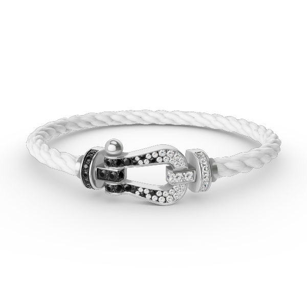 ¡®Glow Jewelry¡¯FORCE LARGE HORSESHOE BLACK WHITE DIAMOND BRACELET SILVER