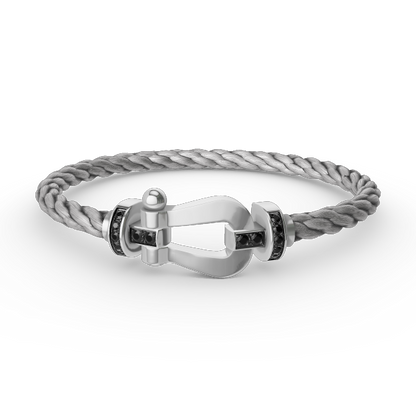 [Glow Jewelry]FORCE LARGE HORSESHOE BLACK DIAMOND BRACELET SILVER